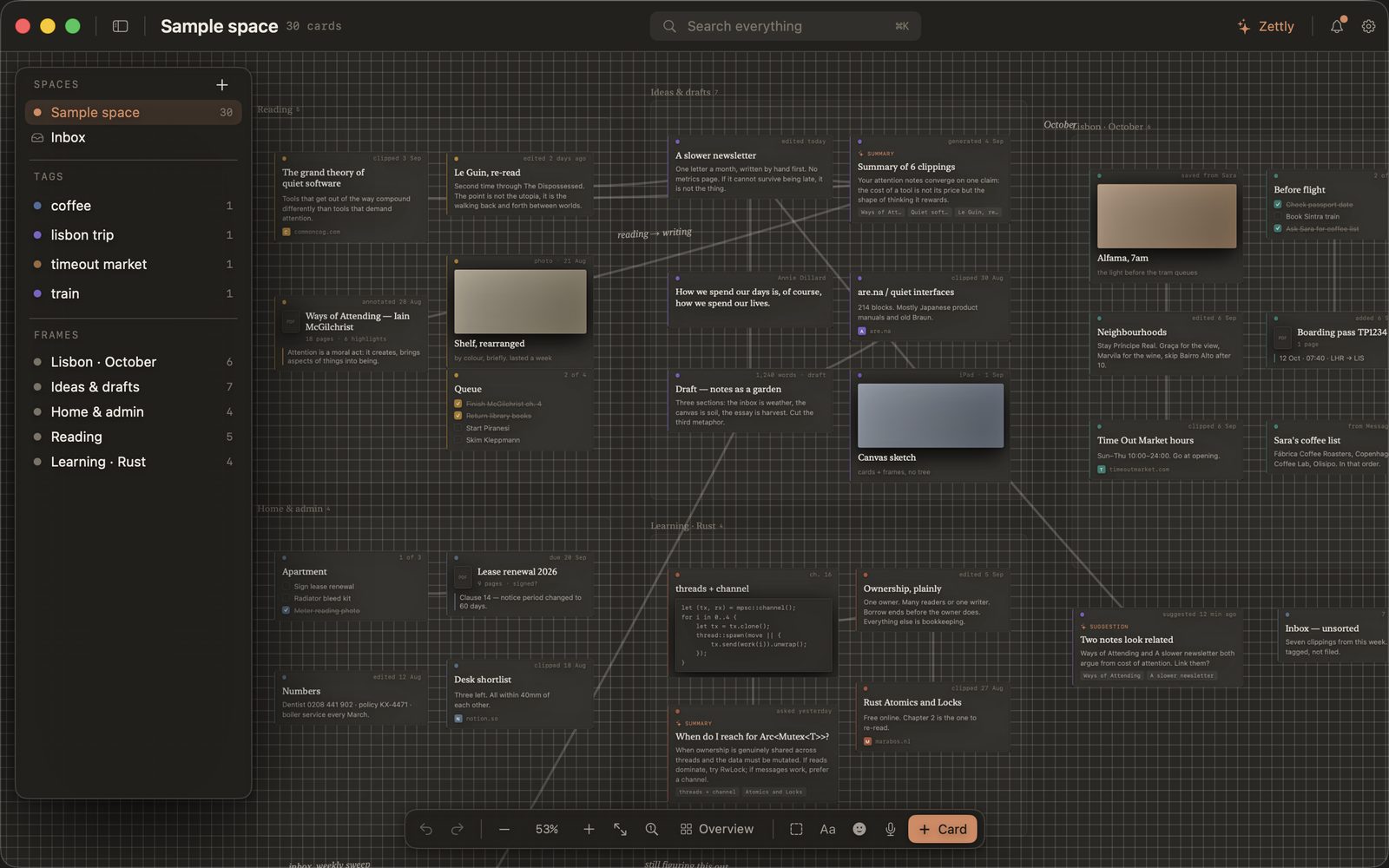 The same board in dark mode on grid paper.
